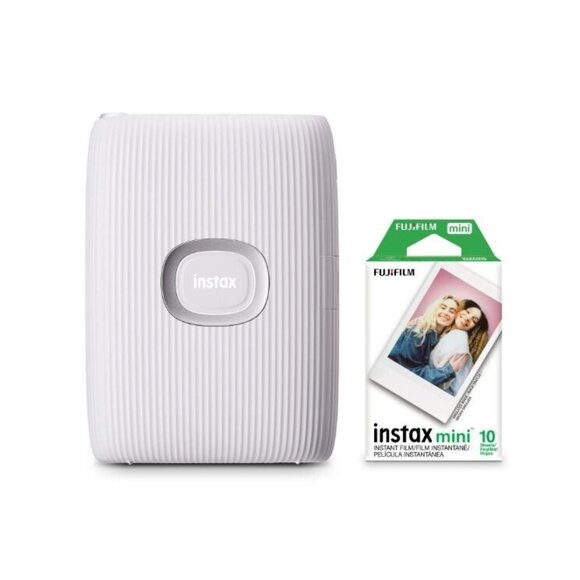 Fujifilm INSTAX Mini Link 2 Smartphone Printer Bundle + 10-Pack Film, Clay White - Picture 1 of 6